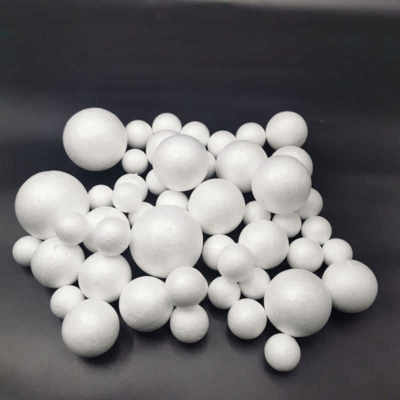 FFchuanhe 50 Pack Craft Foam Balls, 5 Sizes(1-2.4 Inches), White Polystyrene Smooth Round Balls, Foam Balls for Arts and Crafts, Christmas, DIY Craft for Home, Supplies School Craft Project and Holiday Party - Image 5